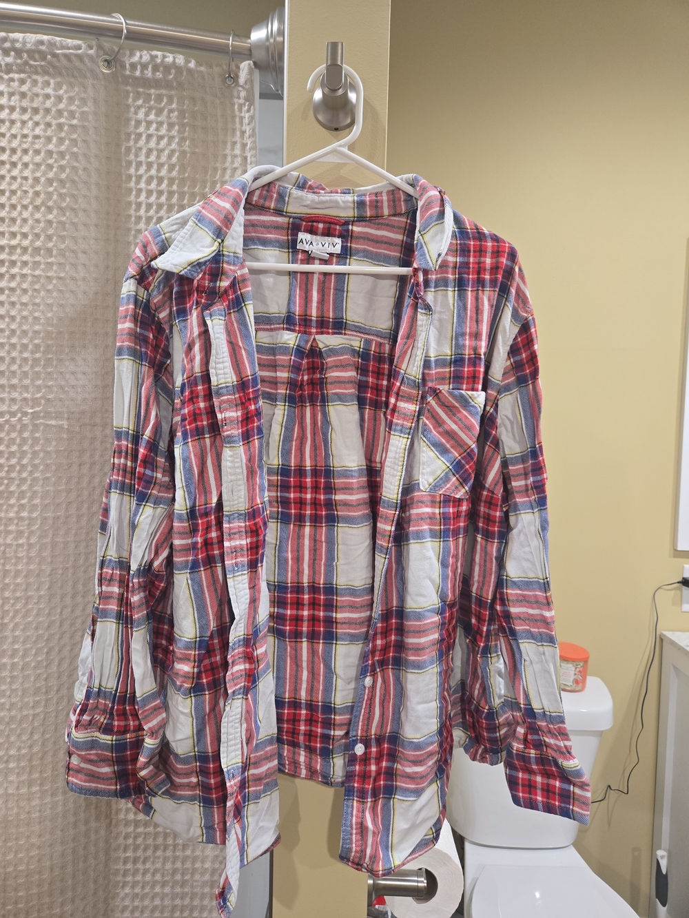AVA & VIV 4XL Red Plaid Button-Up Shirt